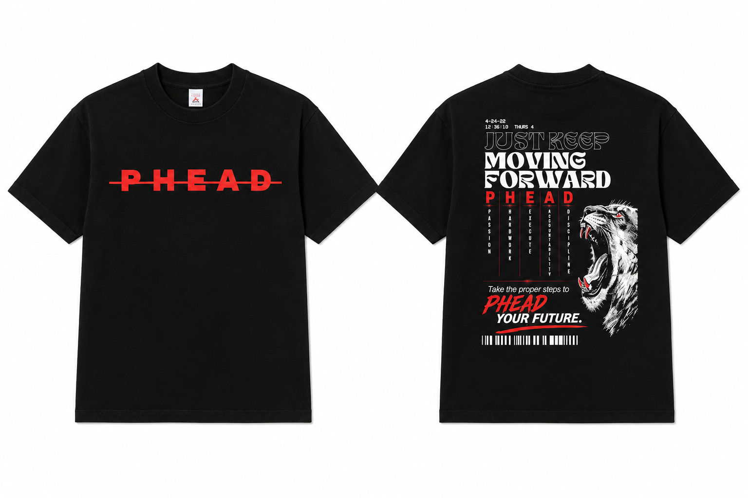 PHEAD Moving Forward Tee — Black/Red