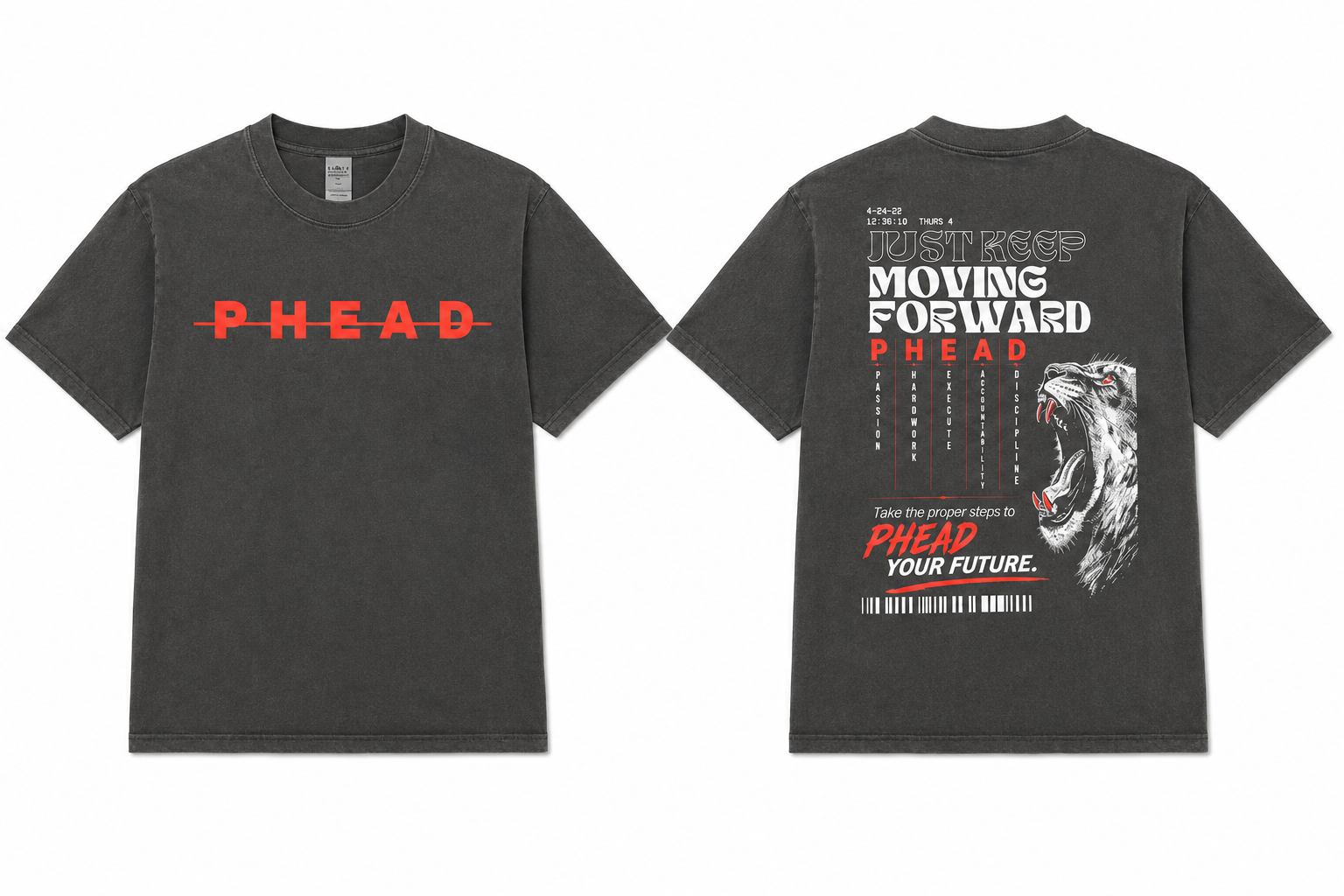PHEAD Moving Forward Tee — Grey/Red