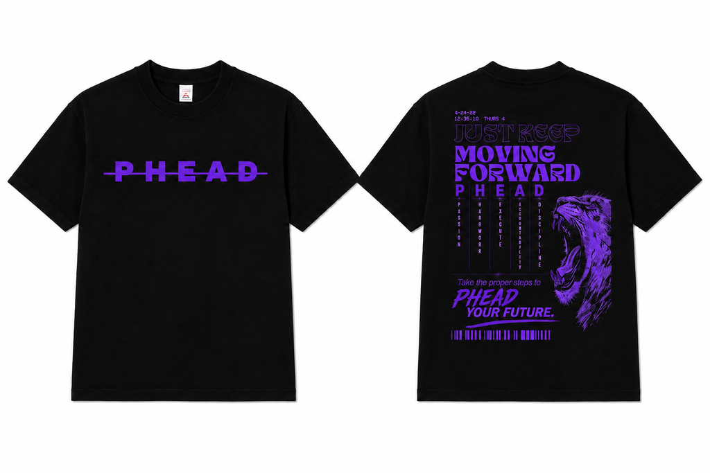 PHEAD Moving Forward Tee — Black/Purple
