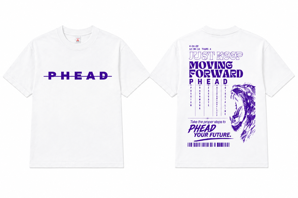 PHEAD Moving Forward Tee — White/Purple