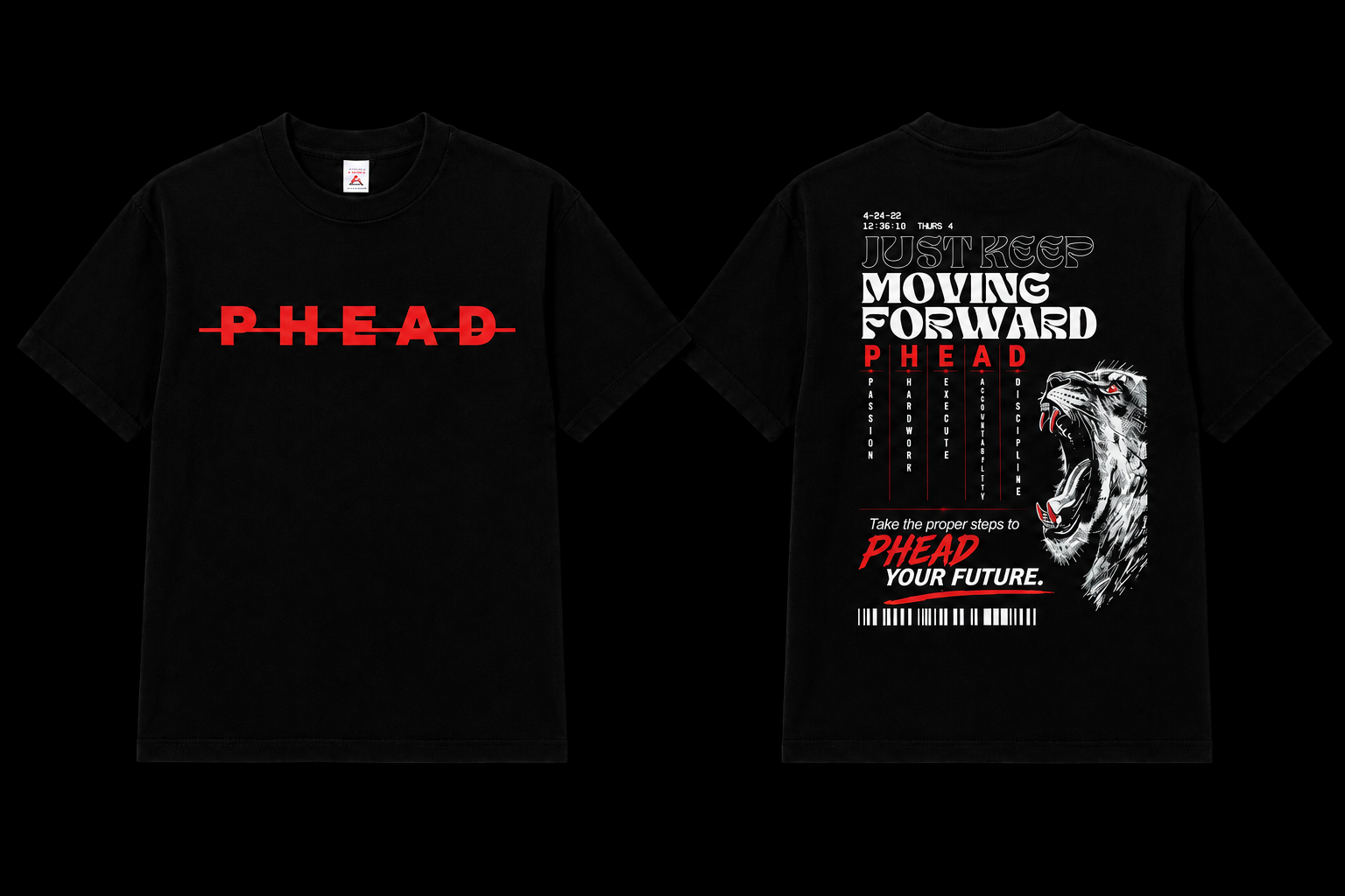 PHEAD Moving Forward Tee — Black/Red