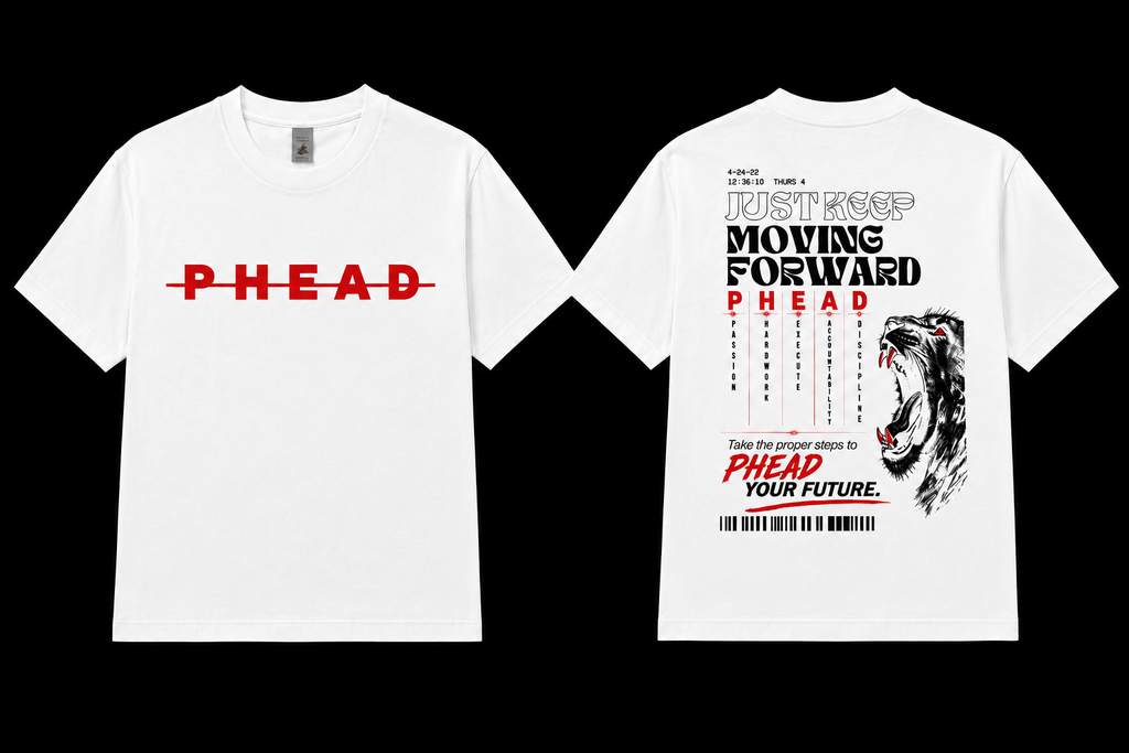 PHEAD Moving Forward Tee — White/Red